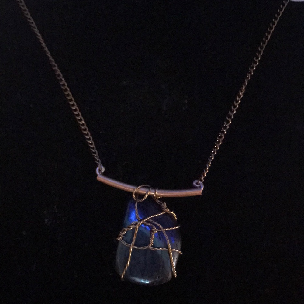 Copper necklace with Titanium Aura Quartz